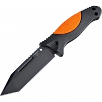 Нож с фиксированным клинком Hogue EX-F02 Black Tanto, сталь A2 Tool Steel, рукоять термопластик GRN, чёрно-оранжевый купить в Магнитогорске