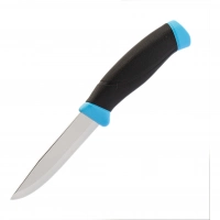 Нож с фиксированным лезвием Morakniv Companion Blue, сталь Sandvik 12С27, рукоять пластик/резина, голубой купить в Магнитогорске