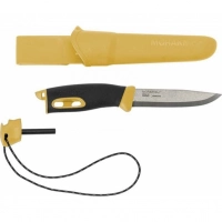 Нож с фиксированным лезвием Morakniv Companion Spark Black Yellow, сталь Sandvik 12C27, рукоять резина/пластик купить в Магнитогорске