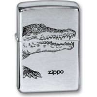 Зажигалка ZIPPO Alligator, с покрытием Brushed Chrome, латунь/сталь, серебристая, матовая, 36x12x56 купить в Магнитогорске