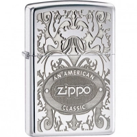 Зажигалка ZIPPO American Classic, латунь с покрытием High Polish Chrome, серебристый, 36х12×56 мм купить в Магнитогорске