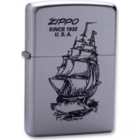 Зажигалка ZIPPO Boat-Zippo Satin Chrome, латунь с ник.-хром. покрыт., сереб., матовая, 36х56х12мм купить в Магнитогорске