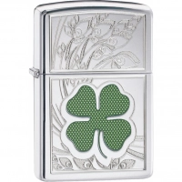 Зажигалка ZIPPO Classic «Клевер» с покрытием High Polish Chrome купить в Магнитогорске